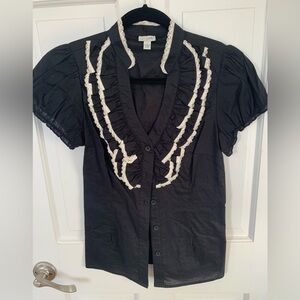 Odille Black and White Ruffled Blouse